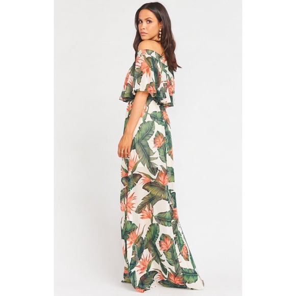 Show Me Your Mumu Hacienda Off The Shoulder Maxi Dress Paradise Found Chiffon XS - Picture 9 of 16